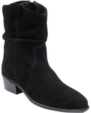 Lotus Western Inspired Suede Cowboy Boots - Black