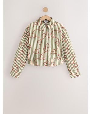 Next Cropped Oversized Boyfriend Shirt - Natural