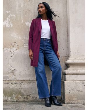 Roman Petite Faux Suede Pocket Jacket - Blue