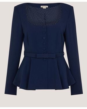 Monsoon Erin Belted Peplum Jacket - Blue