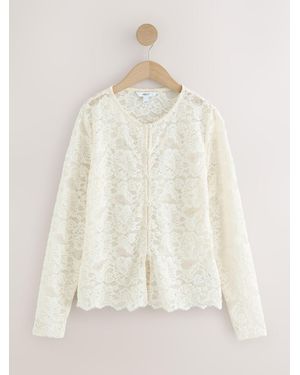 Next Ecru Long Sleeved Lace Cardigan - Natural