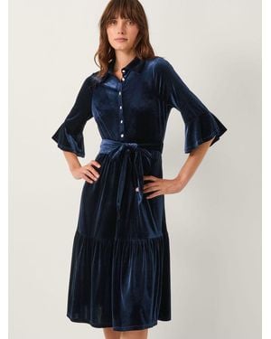 Monsoon Cynthia Velvet Midi Dress - Blue