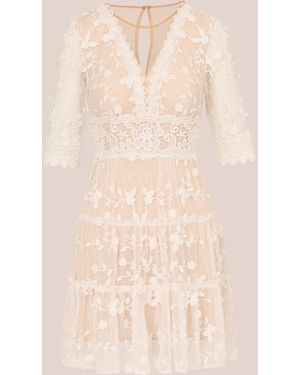 Adrianna Papell Lace Embroidery Dress - Natural