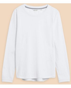 White Stuff Clara Long Sleeve Cotton T-Shirt - White