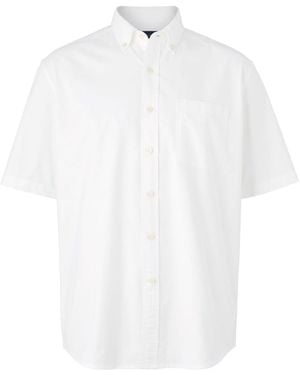 Savile Row Company Classic Fit Short Sleeve Oxford Shirt - White