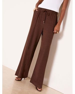 Lipsy Chocolate Petite Wide Leg Linen Blend Pants - Brown
