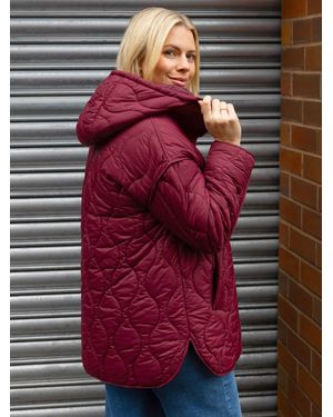 Roman Quilted Hooded Coat - Red