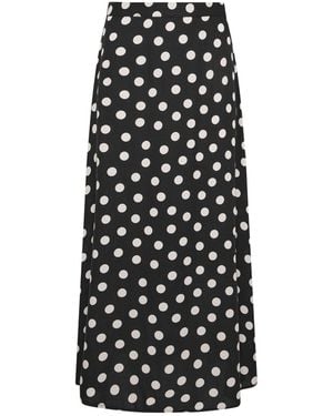 M Com Spot Printed Midi Skirt - White