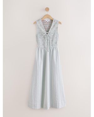 Next Shirred Body Tie Maxi Dress - White