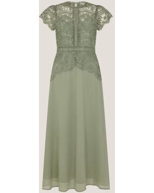 Monsoon Monica Lace Midi Bridesmaid Dress - Green