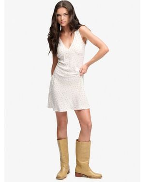 Superdry Printed Sweetheart Mini Dress - White