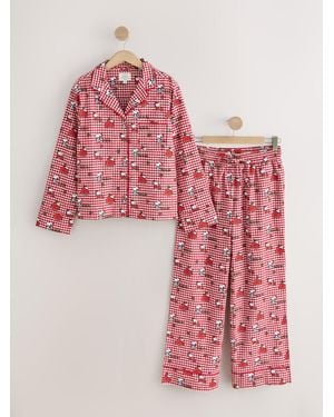 Next Snoopy Matching Family Christmas Flannel Button Through Pajamas - Pink