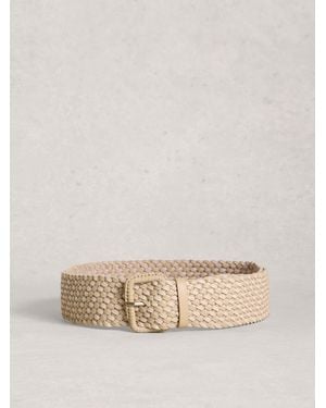 White Stuff Leather Weave Belt - Natural