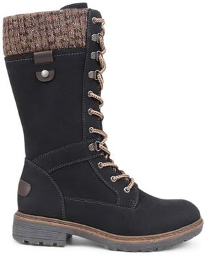 Pavers Lace Up Calf Boots - Black