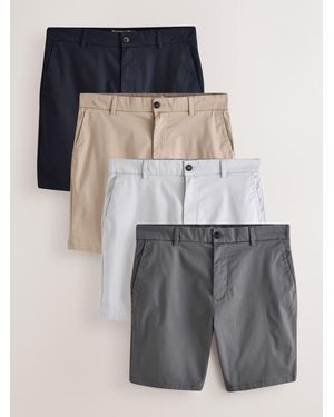 Next Slim Fit Stretch Chino Shorts 4 Pack - Gray