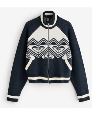Roxy Under North Mock Neck Cardigan - Blue