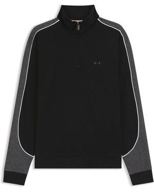 BOSS Logo Quarter Zip Sweatshirt - Black