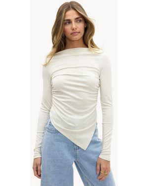 Loavies Let Your Colors Shift Long Sleeve Asymmetric Hem Top - White
