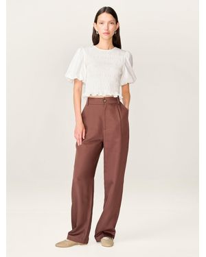 OMNES Cinnamon Stright Leg Tencel Pants - White