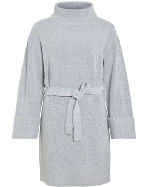 Vila Long Sleeve Tie Belt Knit Dress - Gray