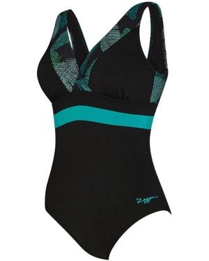 Zoggs Square Back Swimsuits With Fixed Foam Cup - Black