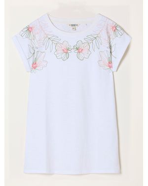 FatFace Fatface Ivy Embroidered Placement Floral T-Shirt - White
