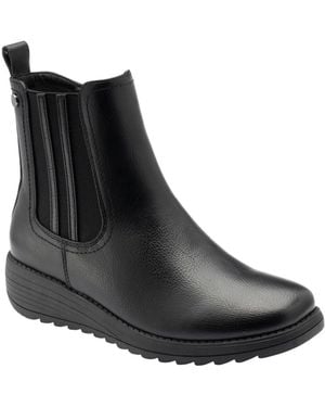 Lotus Wedge Ankle Boots - Black