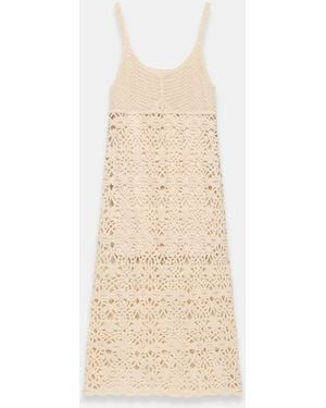 Mint Velvet Cotton Crochet Midi Dress - Natural