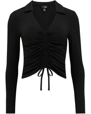 Pour Moi Lana Ruche Front Blouse - Black