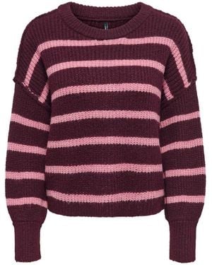 ONLY Burgundy Exposed Seam Slouchy Pull On Sweater - Red