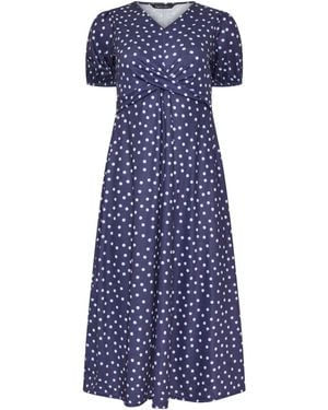 M Com Petite Twist Front Dress - Blue