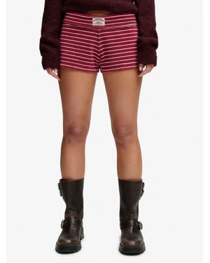Superdry Athletic Essentials Fold Over Towelling Shorts - Red