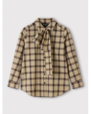 Whistles Detachable Scarf Check Shirt - Natural
