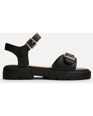 Linzi Wide Fit Rocket Flatform Sandals With Buckle Detail - Black