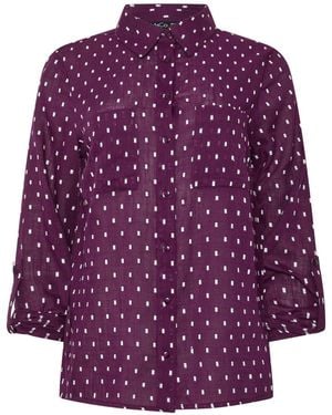 M Com Long Sleeve Dobby Shirt - Purple