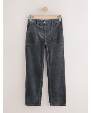 Next Cord Stovepipe Straight Trousers With Modal - Grey