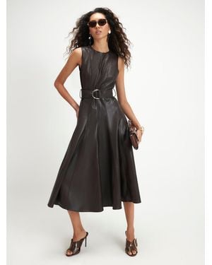 River Island Belted Short Sleeve Femme Midi Dress - Black