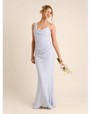 Six Stories Cowl Front Asymmetrical Crepe Bridesmaid Dress - Natural