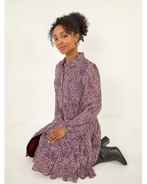 Roman Petite Abstract Spot Godet Dress - Purple