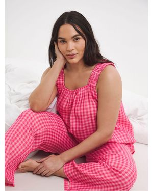 Simply Be Gingham Cami Pyjama Set - Pink