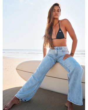 Roxy Dawn Patrol Mid Sunbleached Loose Fit Denim Jeans - Blue