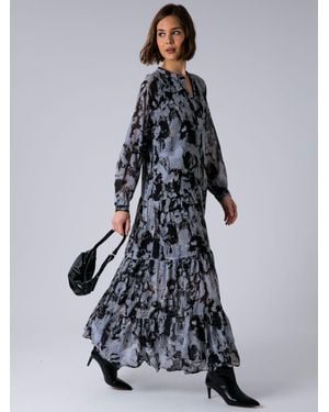 Religion Sunrise Tiered Maxi Dress - Gray