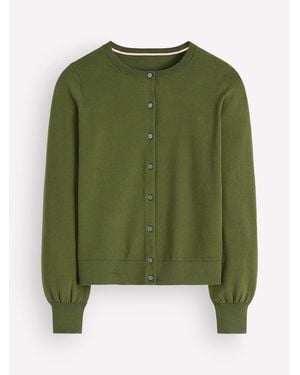 Boden Camilla Cotton Crew Cardigan - Green