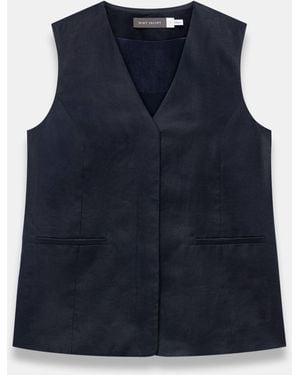 Mint Velvet Longline Linen Waistcoat - Blue