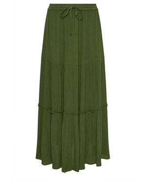 M Com Crinkle Maxi Skirt - Green