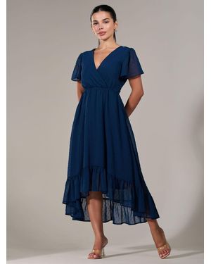 Jolie Moi Petite Petite Long Sleeve Soft Silky Jersey Midi Dress - Blue
