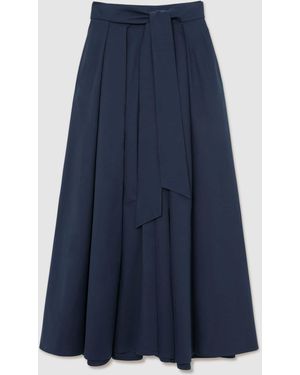 Reiss Simone Cotton-Blend Pleated Maxi Skirt - Blau