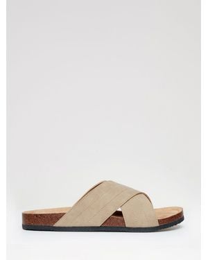 Threadbare Faux Suede Cross Strap Sandals - Natural