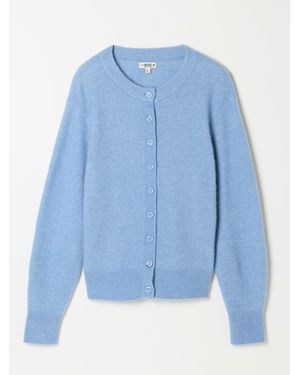 FatFace Halle Chambray Knitted Crew Button Front Cardigan - Blue