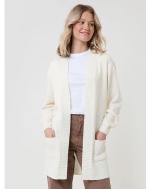 Threadbare Longline Knitted Cardigan - White